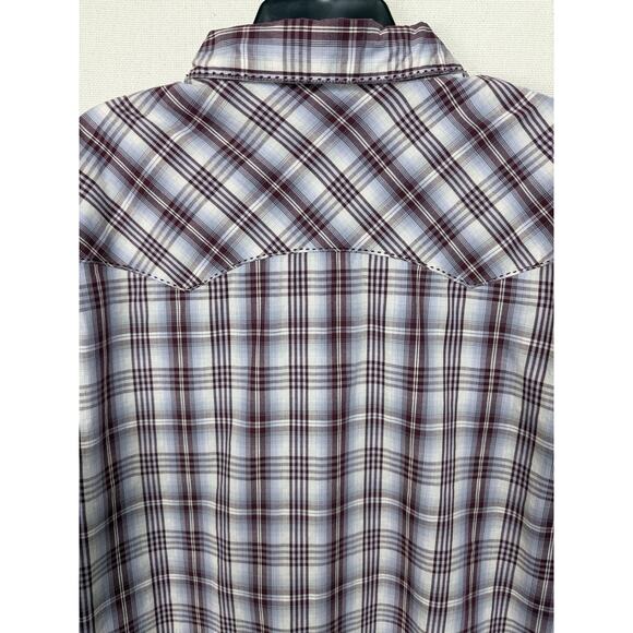 Wrangler Men's Long Sleeve Shirt Pearl Snaps Sz XL Plum Plaid Western Cowboy - Picture 10 of 10